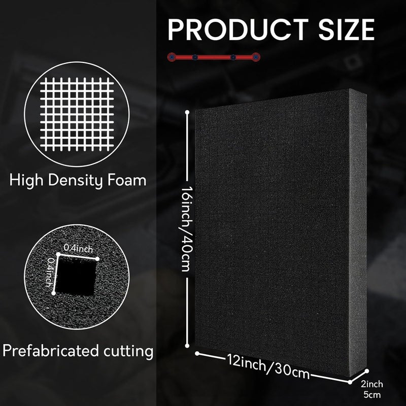 Guntechkit 4 Pack 16 x 12 x 2 Inch Gun Case Foam Inserts - Precut, High-Density Black Foam Padding Customizable Padding for Gun Parts, Toolboxes, Camera Bags & Precision Equipment Protection - Image 2